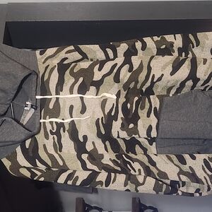 Camouflage Hoodie with Gray Sleeves
